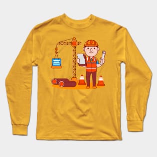 Cute Engineer Cartoon Long Sleeve T-Shirt